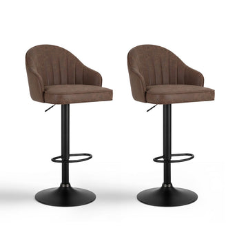 Artiss Shell Bar Stools Set of 2 Adjustable Height PU Leather Brown