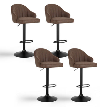 Artiss Bar Stools Gas Lift Height Adjustable Swivel Brown PU Leather