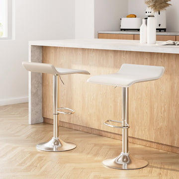 Artiss Swivel Bar Stools Height Adjustable Gas Lift PU Leather White
