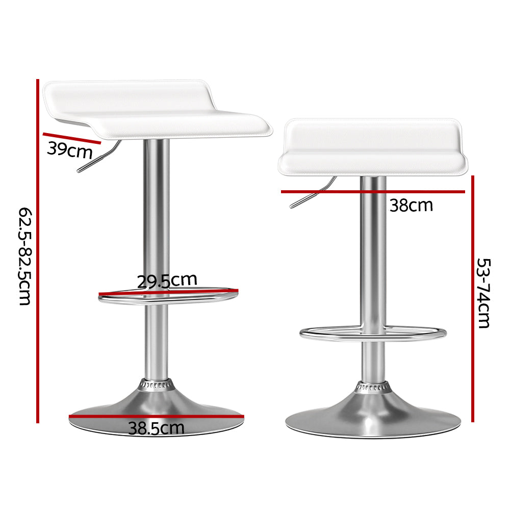 Artiss Swivel Bar Stools Height Adjustable Gas Lift PU Leather White