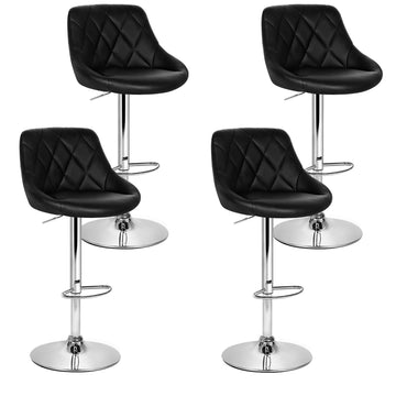 Artiss Gas Lift Bar Stools Set of 4 Diamond Quilted PU Leather Black