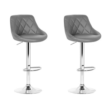 Artiss Elan Faux Leather Bar Stools Gas Lift Chrome Base Grey