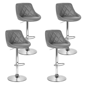 Artiss Gas Lift Bar Stool Set of 4 Padded PU Leather Grey