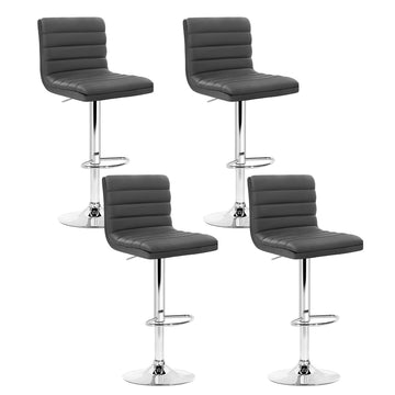 Artiss Bar Stools Gas Lift with High Backrest Grey Set of 4