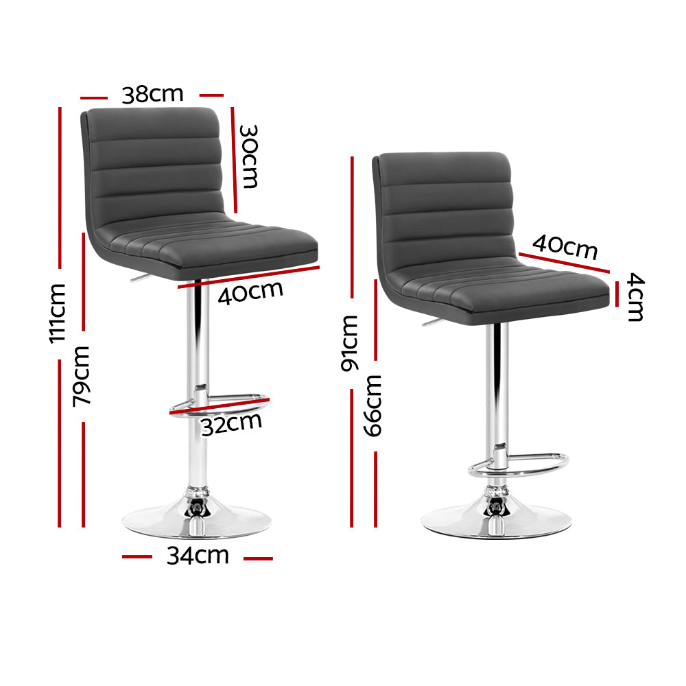 Artiss Bar Stools Gas Lift with High Backrest Grey Set of 4