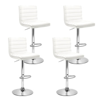Artiss Gas Lift Bar Stools Set of 4 White PU Leather