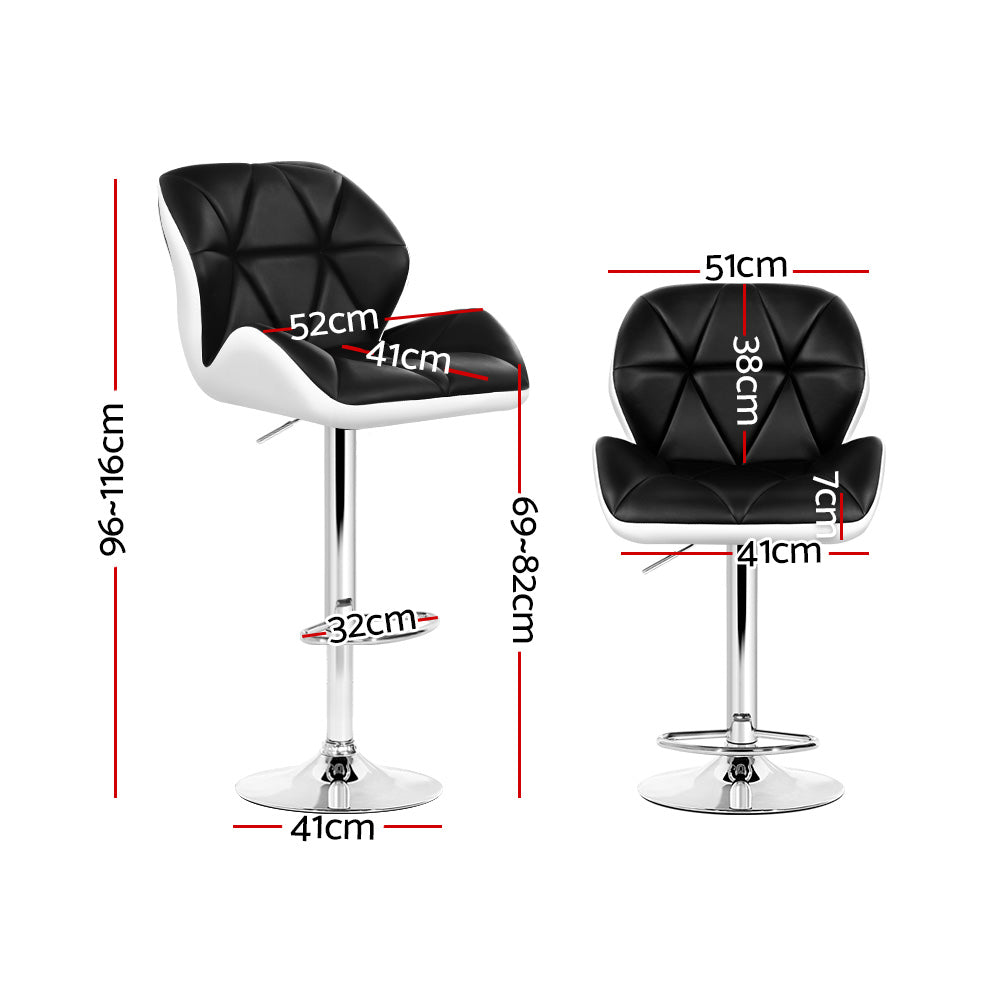Artiss Gas Lift Bar Stool PU Leather Swivel Black and White