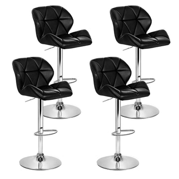 Artiss PU Leather Bar Stools Gas Lift Diamond Quilted Black