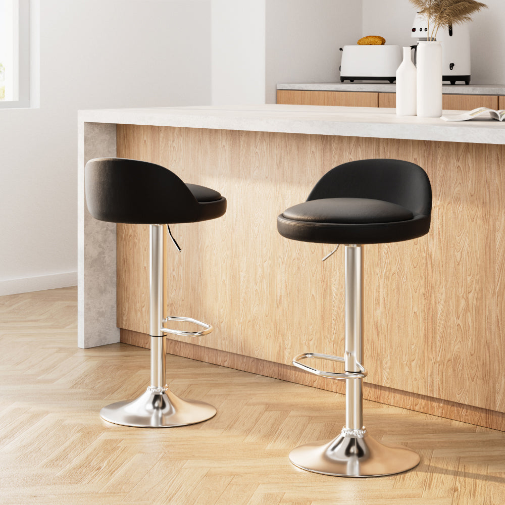 Artiss Swivel Gas Lift Bar Stool Low Back Round Seat Black