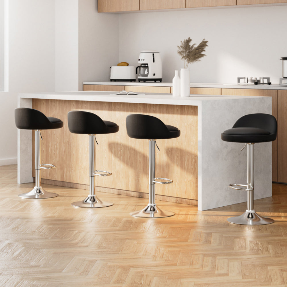 Artiss Swivel Gas Lift Bar Stools Set of 4 Low Back Black