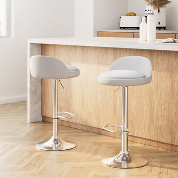 Artiss Swivel Gas Lift Bar Stool Low Back Round Seat White