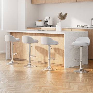 Artiss PU Leather Bar Stools Swivel Gas Lift Chrome Base White