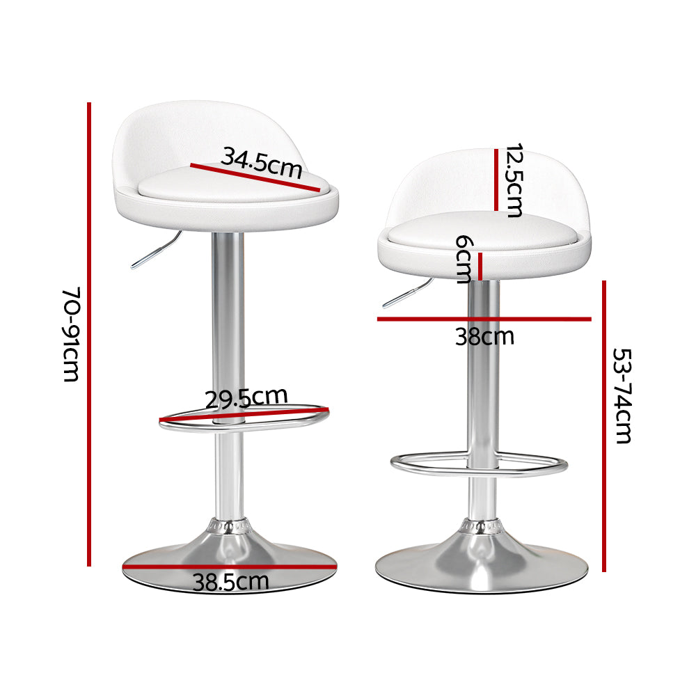 Artiss PU Leather Bar Stools Swivel Gas Lift Chrome Base White