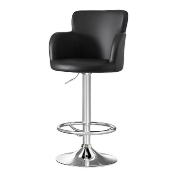Artiss Leather Bar Stool Black PU Gas Lift Swivel 150kg