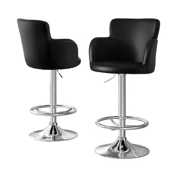 Artiss Swivel Gas Lift Bar Stools PU Leather Black Set of 2
