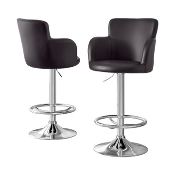 Artiss Swivel Gas Lift Bar Stools PU Leather Brown Set of 2