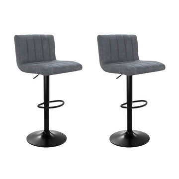 Artiss Gas Lift Bar Stools Vintage PU Leather Swivel Grey