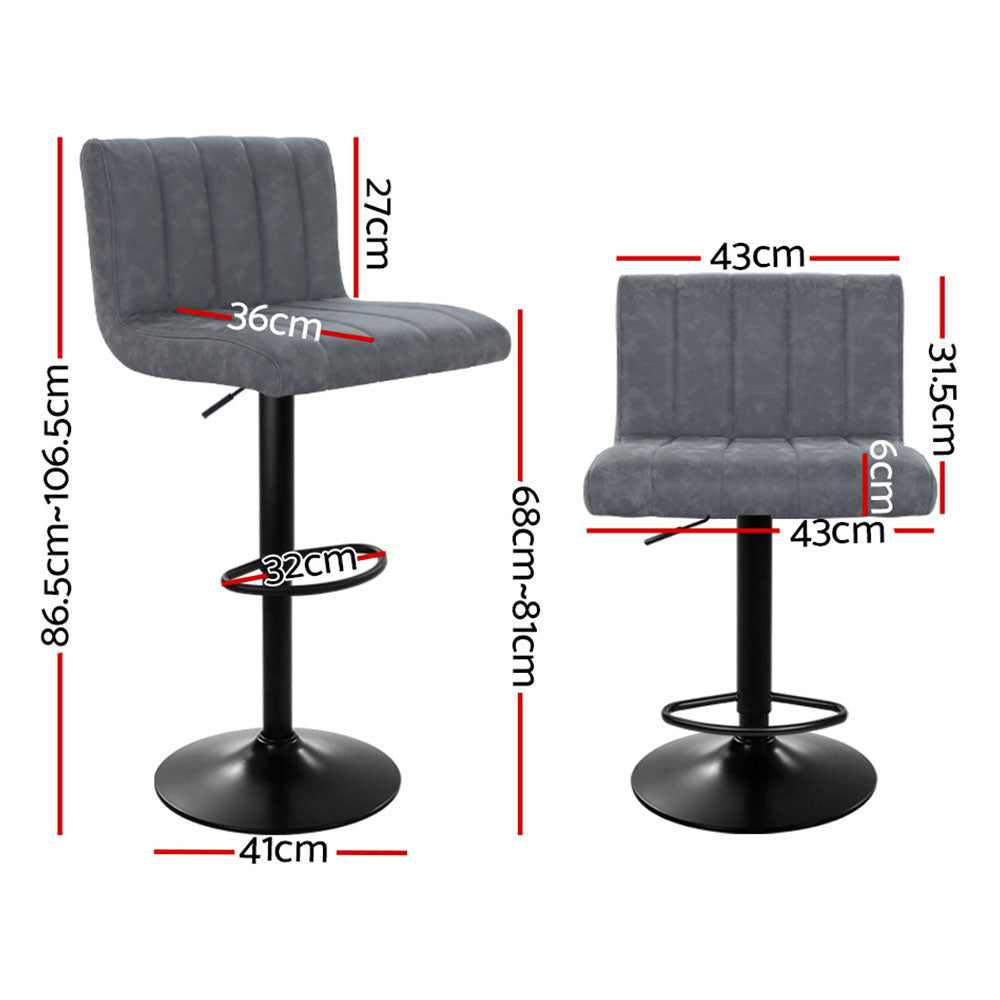 Artiss Gas Lift Bar Stools Vintage PU Leather Swivel Grey