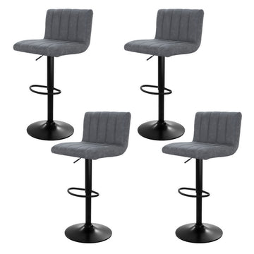 Artiss Vintage Leather Gas Lift Bar Stools Set of 4 Grey Chrome