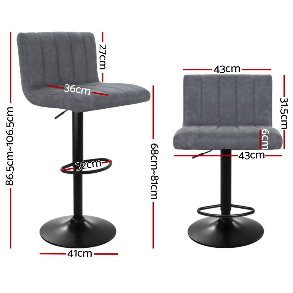 Artiss Vintage Leather Gas Lift Bar Stools Set of 4 Grey Chrome