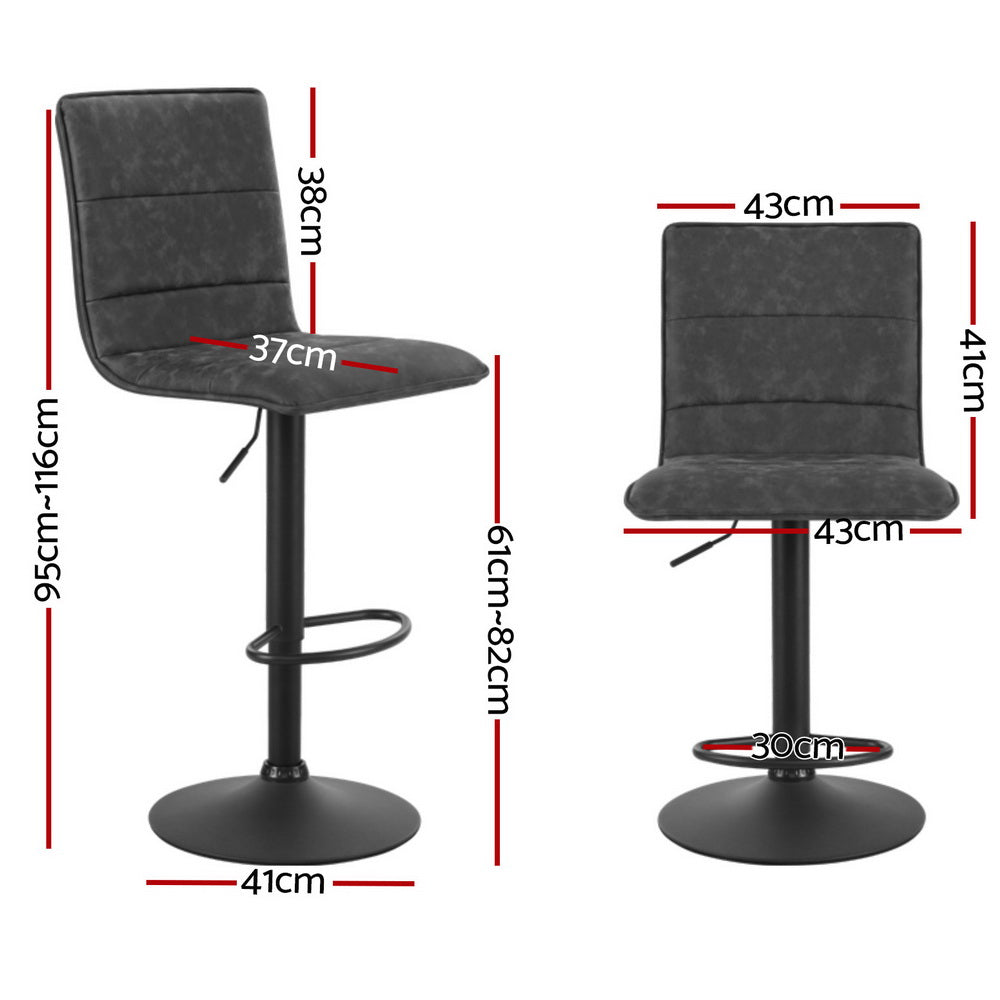 Artiss Vintage PU Leather Bar Stool Gas Lift Adjustable Grey