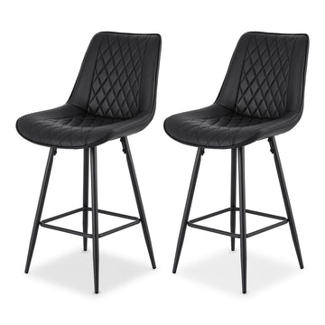 Artiss Diamond Bar Stools Set of 2 Adjustable Counter PU Leather Black