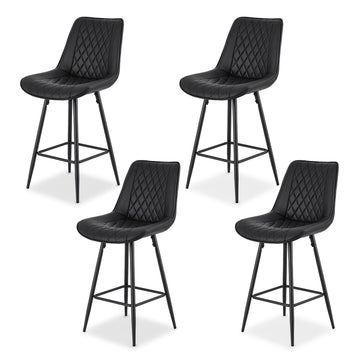 Artiss Bar Stools Set of 4 Diamond PU Leather Black Counter Height