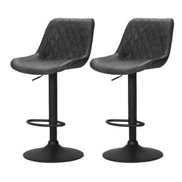 Artiss Rushal Vintage Leather Bar Stools Height Adjustable Black