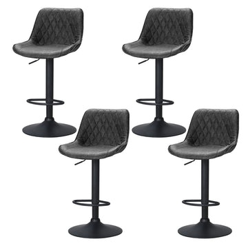 Artiss Vintage Leather Bar Stool Adjustable Height Gas Lift Black