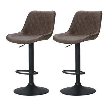 Artiss Vintage Leather Gas Lift Bar Stool Diamond Back Brown