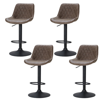 Artiss Vintage Leather Bar Stool Diamond Back Adjustable Gas Lift Brown