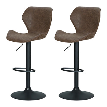 Artiss Frawley Vintage Leather Bar Stools Height Adjustable Brown