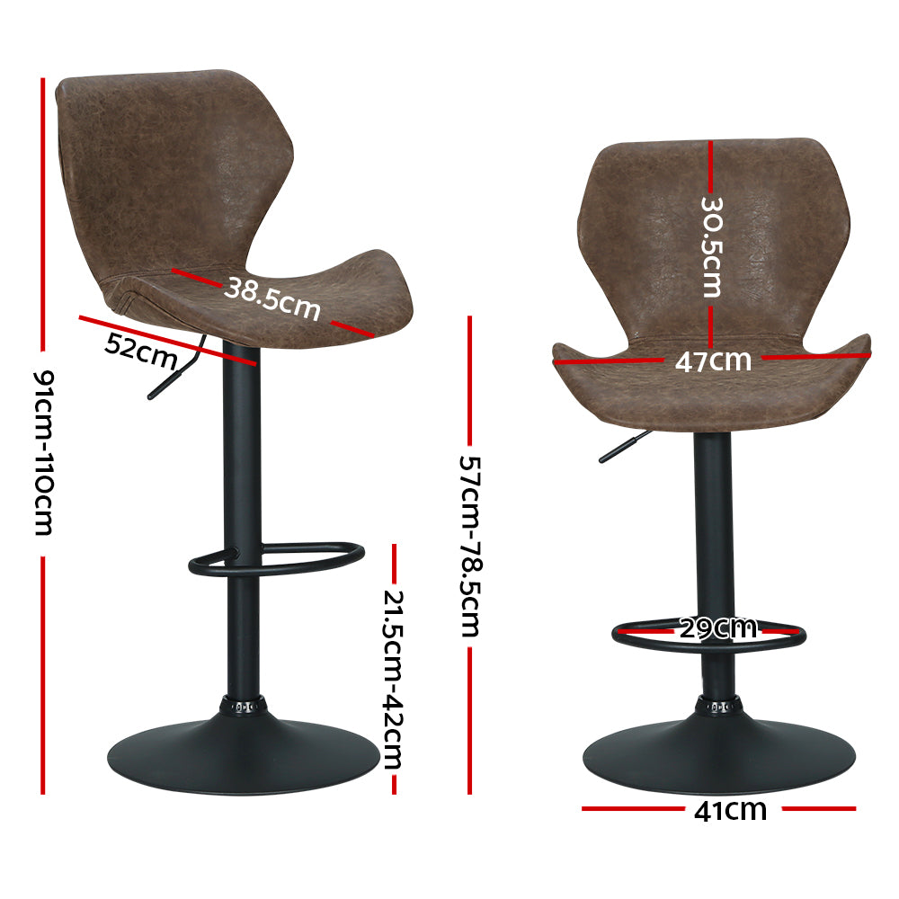 Artiss Frawley Vintage Leather Bar Stools Height Adjustable Brown