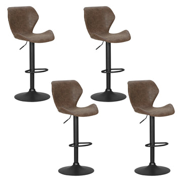 Artiss Vintage Leather Bar Stool Adjustable Height Gas Lift Brown
