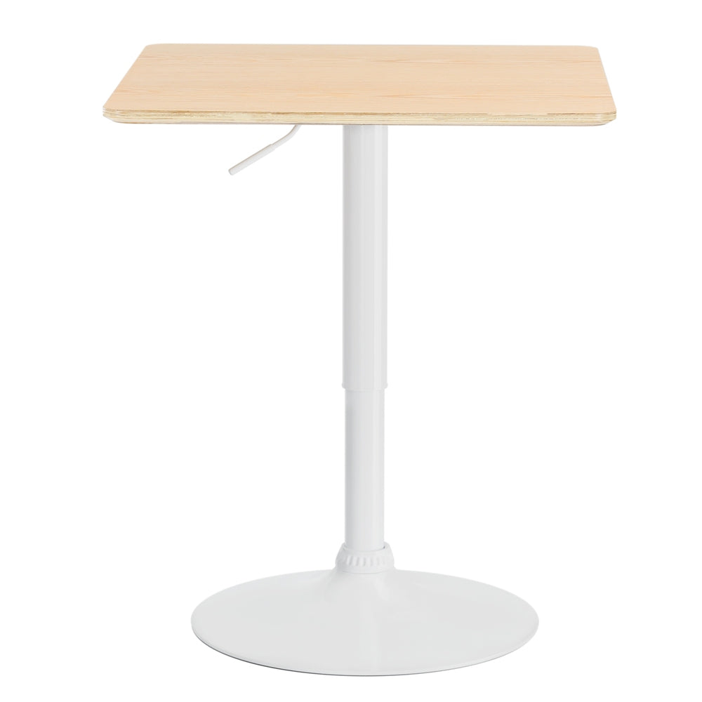 Artiss Adjustable Bar Table 60cm Square Pine Wood Gas Lift Swivel