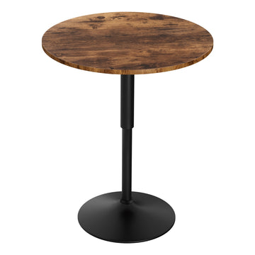 Artiss Adjustable Bar Table Swivel Gaslift 60cm Rustic Brown