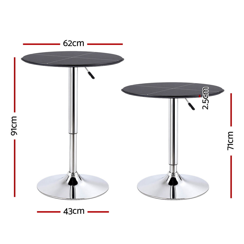 Artiss Swivel Bar Table Height Adjustable 62cm Round Black