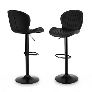 Artiss Bar Stools Set of 2 Adjustable Shell PU Leather Black