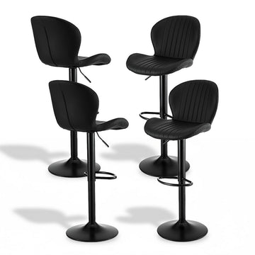 Artiss Bar Stools Gas Lift Swivel Black PU Leather