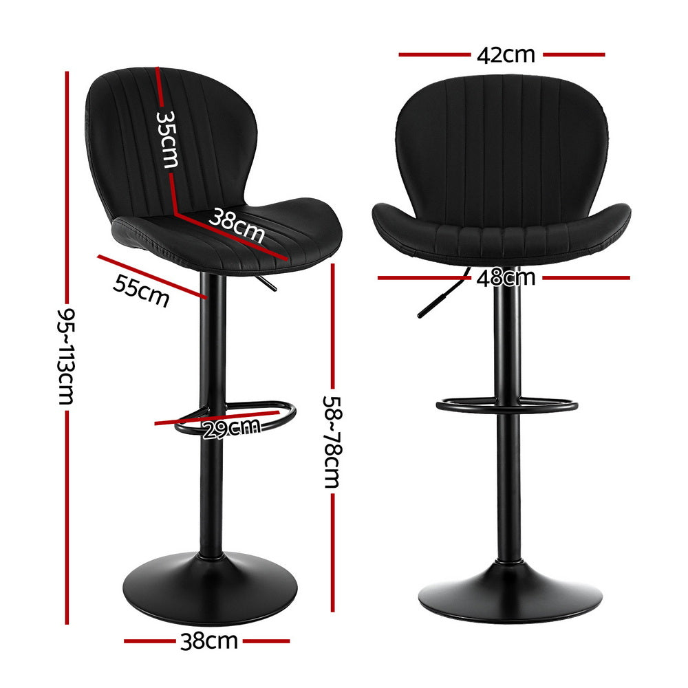 Artiss Bar Stools Gas Lift Swivel Black PU Leather