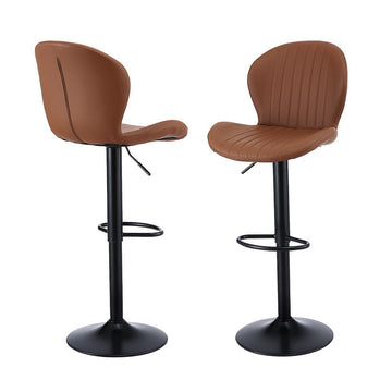 Artiss Bar Stools Set of 2 Adjustable Shell PU Leather Brown