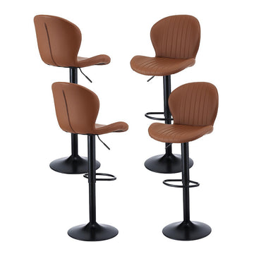 Artiss Bar Stools Gas Lift Height Adjustable Brown PU Leather