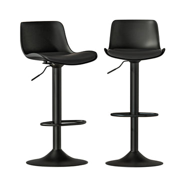 Artiss Gas Lift Bar Stools Set of 2 Black PU Leather