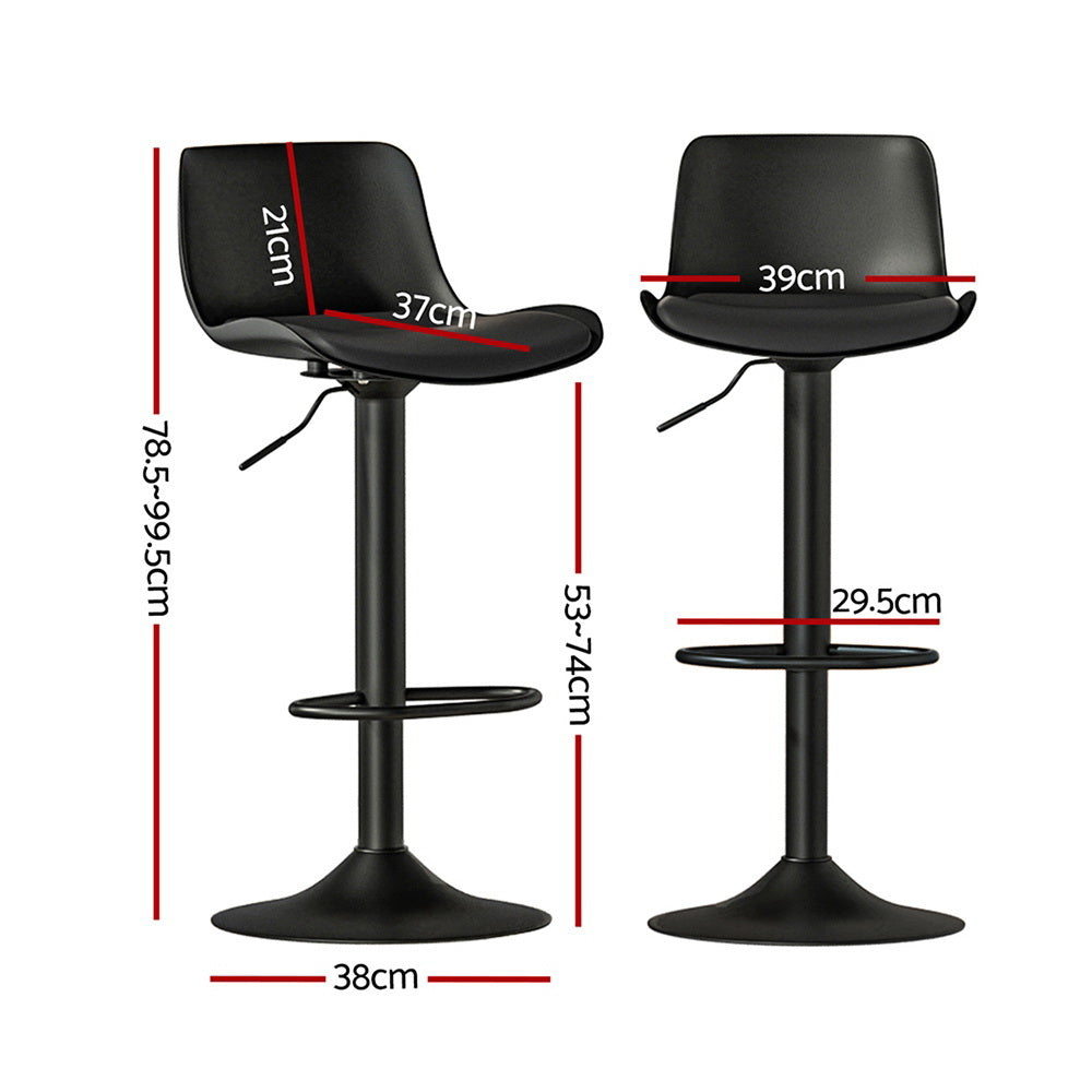 Artiss Gas Lift Bar Stool Padded PU Leather Black