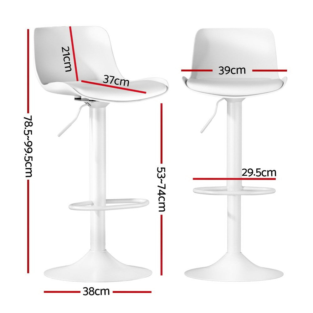 Artiss Swivel Gas Lift Bar Stool Height Adjustable PU Leather White