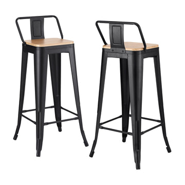 Artiss Industrial Stackable Bar Stools MDF Seat Black Set of 2