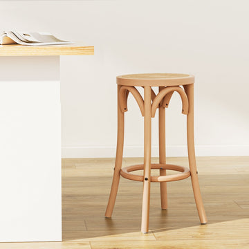 Artiss Apri Rattan Bar Stool Natural Beech Wood Frame