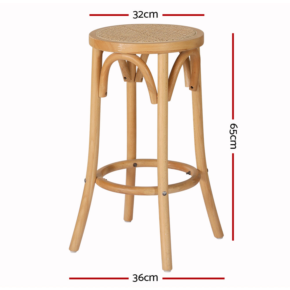 Artiss Apri Rattan Bar Stool Natural Beech Wood Frame