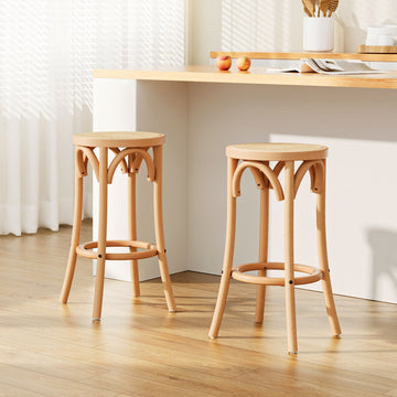 Artiss Rattan Bar Stools Beech Wood Frame Set of 2 Pine
