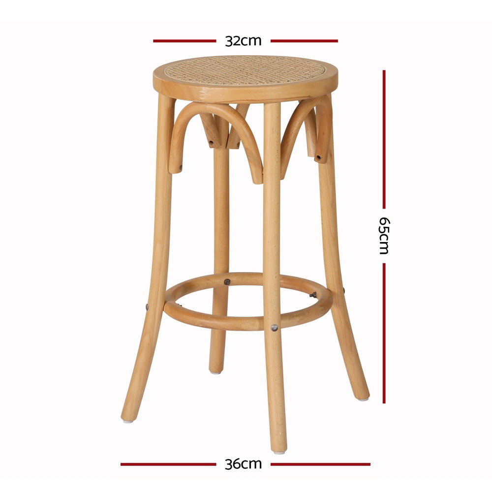 Artiss Apri Bar Stools Set of 4 Rattan Seat Beech Wood Natural